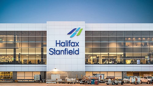 The Halifax Stanfield sign on the airport building
